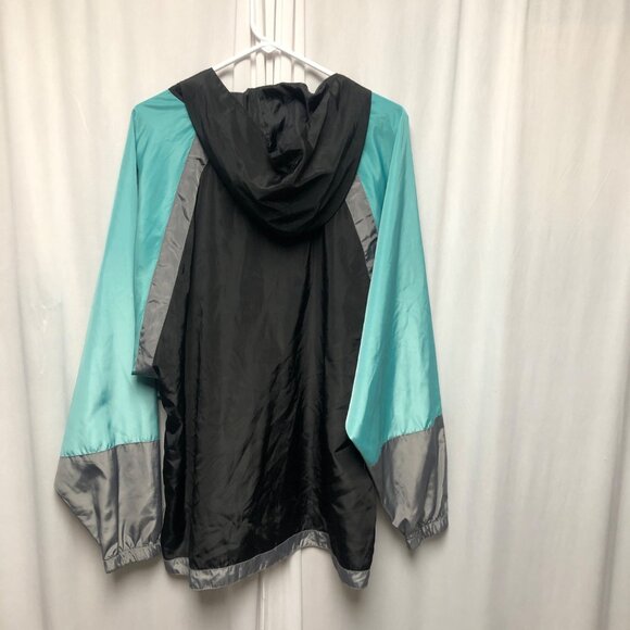 Move U Windbreaker Mens Size XL Black Teal Grey Hoodie Jacket Athleisure - Picture 2 of 7